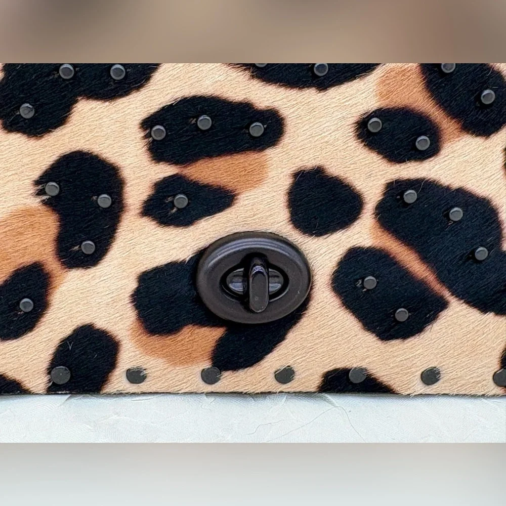 NWT COACH Dinky With Rivet Embellished Leopard Print 32869 - Picture 4 of 14
